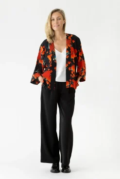 Acer Black Crepe Kimono