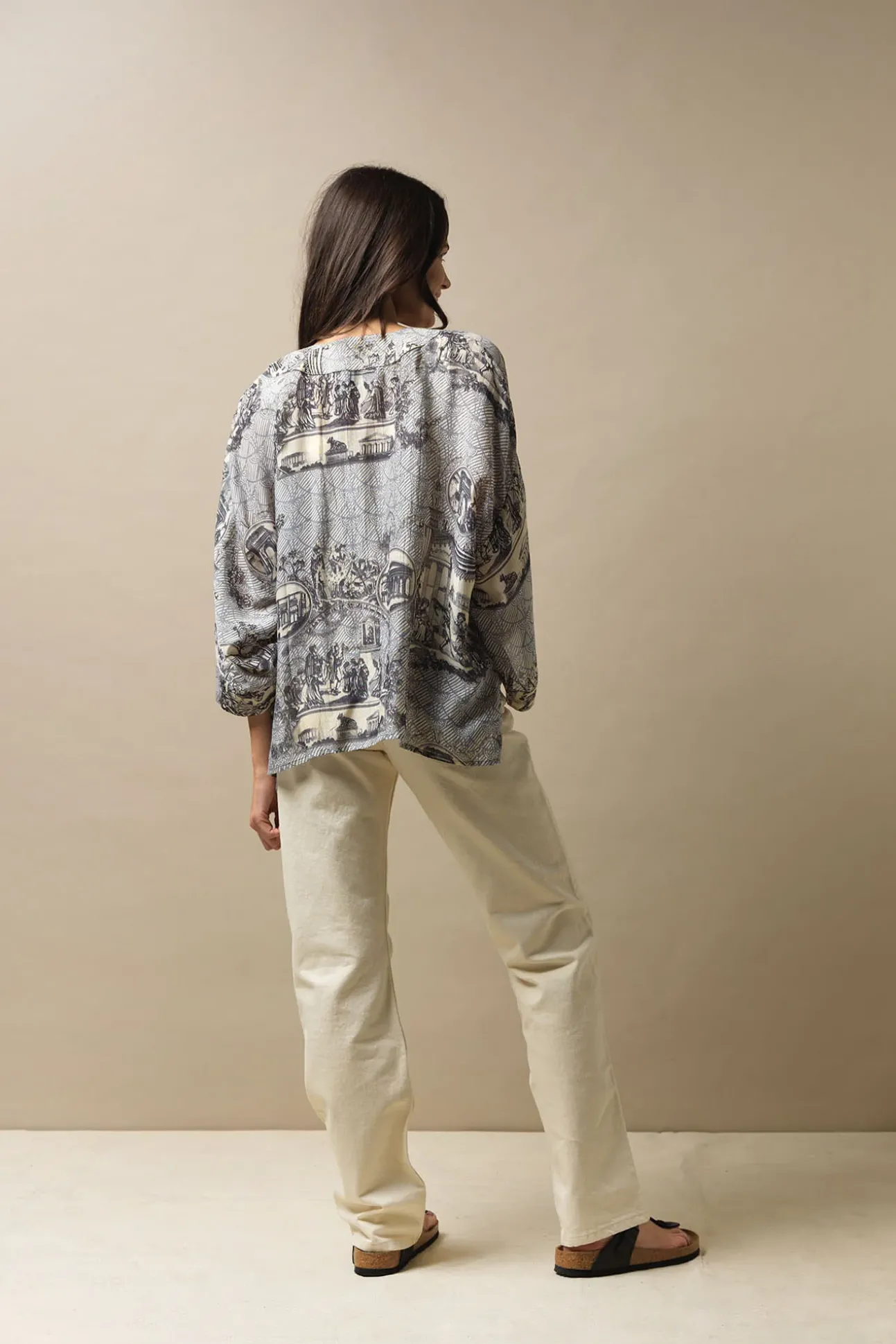 Ancient Columns Charcoal Kimono