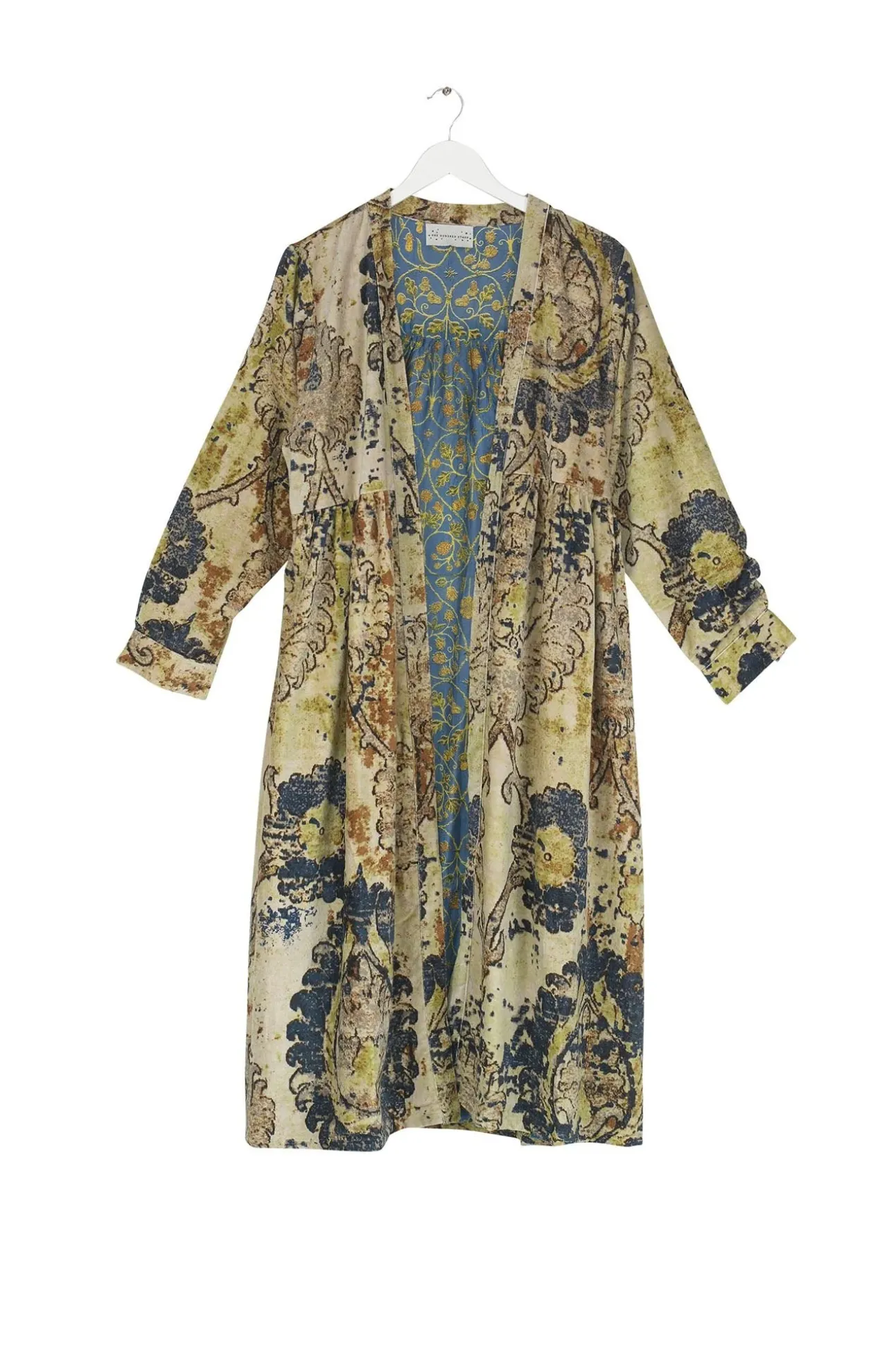 Dhurrie Taupe Velvet Duster Coat