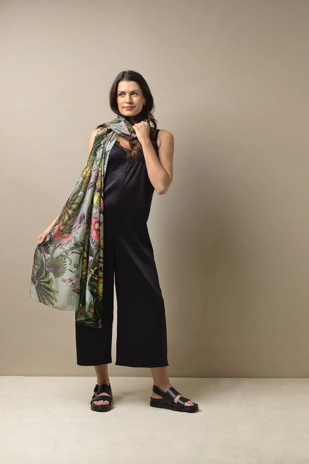 Eccentric Blooms Putty Scarf