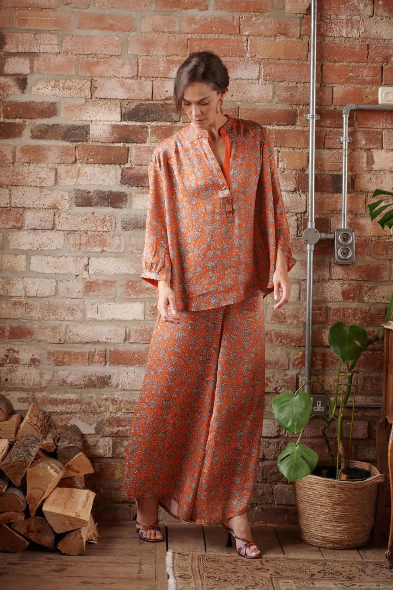 Floral Paisley Orange Darcy Shirt
