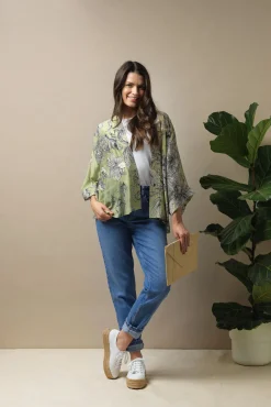 Kew Etched Floral Fern Kimono