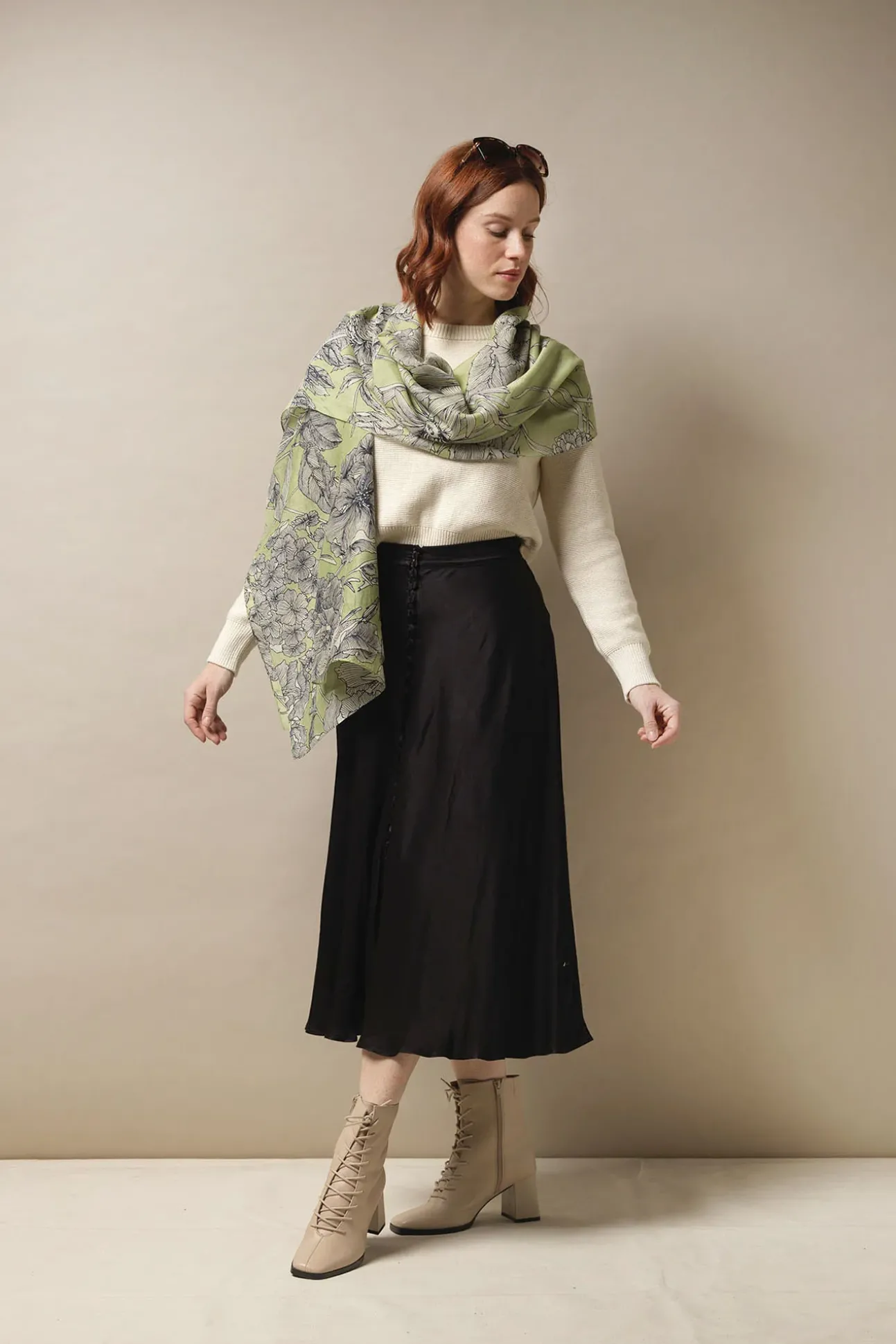Kew Etched Floral Fern Scarf