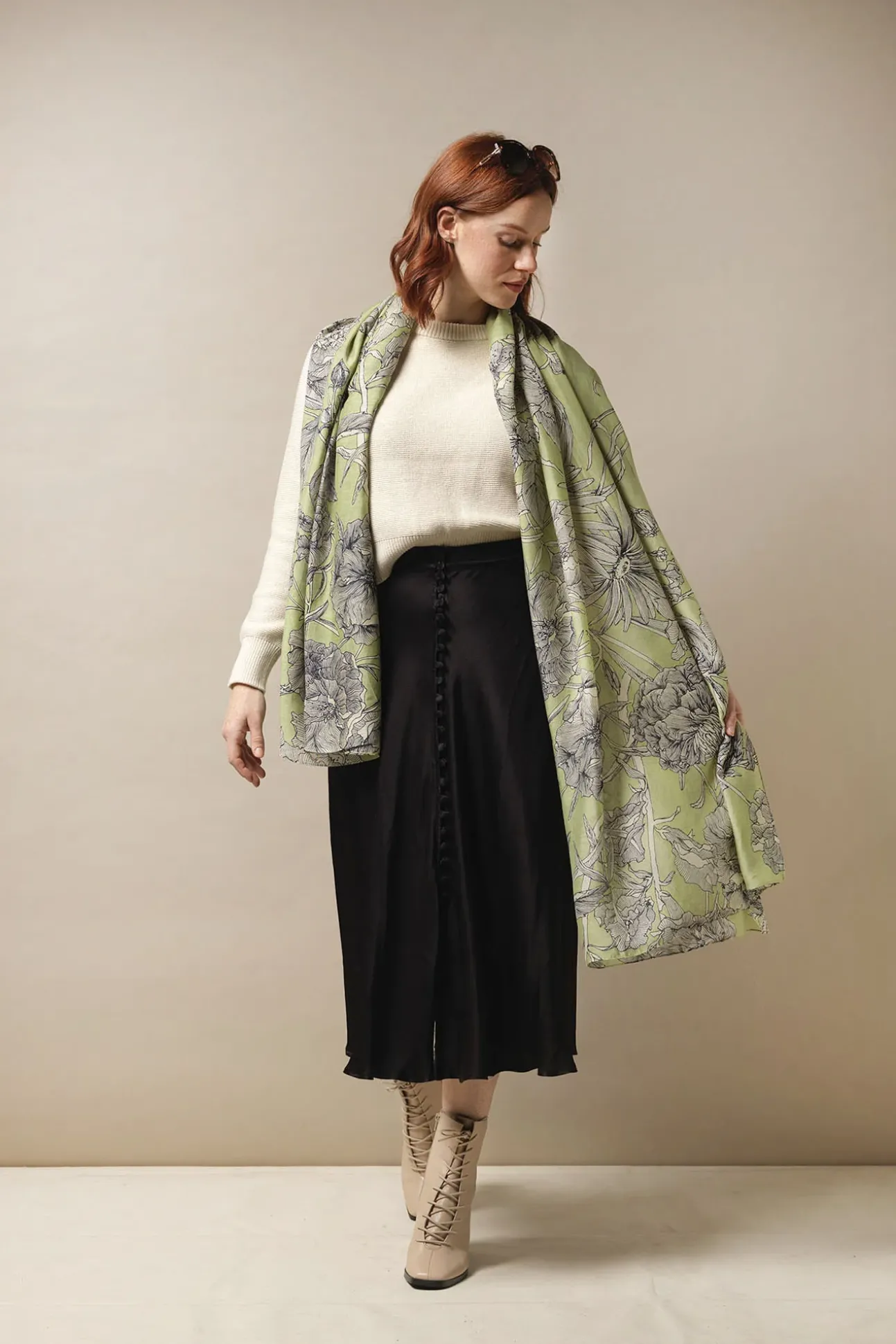 Kew Etched Floral Fern Scarf