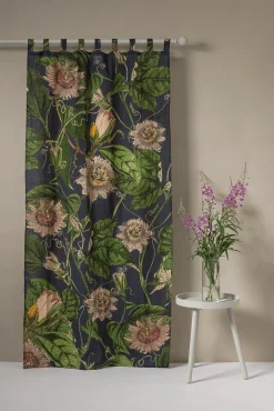 Kew Passion Flower Grey Linen Panel