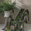 Kew Passion Flower Grey Velvet Throw