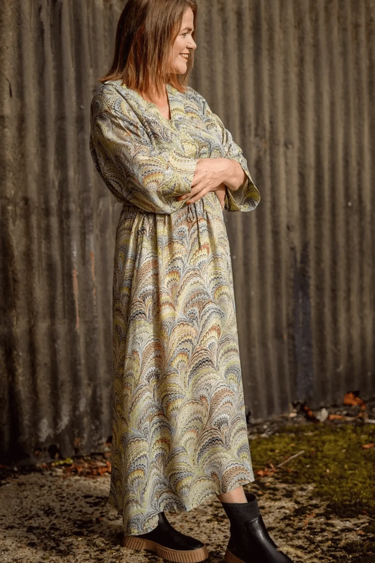 Marbled Green Abbi Dress
