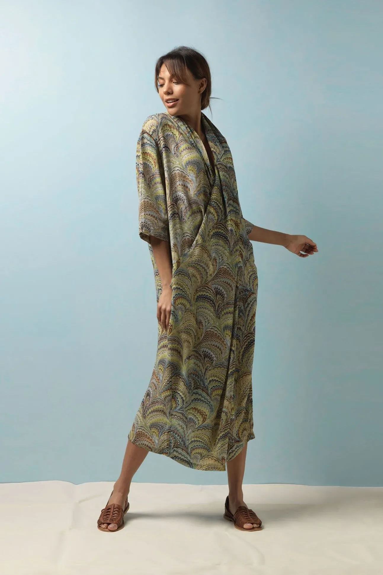 Marbled Green Rachel Dress