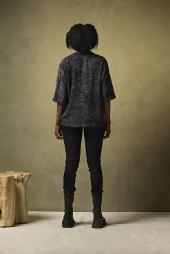Marbled Indigo Rachel Top