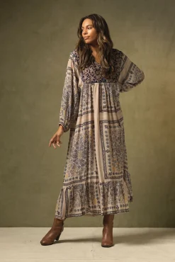 Mehndi Blue Boho Dress