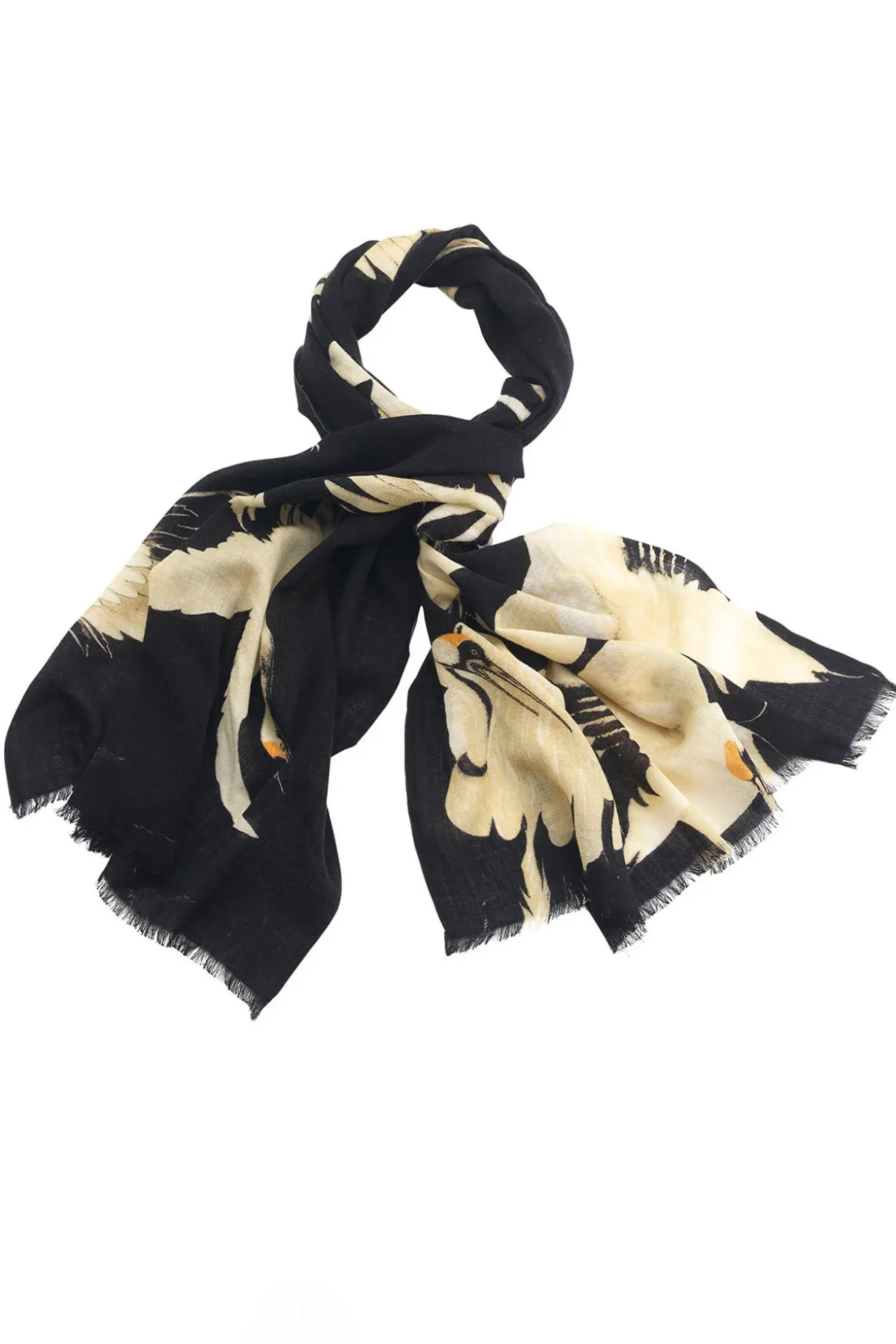 Stork Black Wool Scarf
