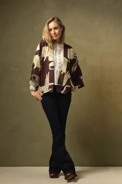 Stork Burgundy Kimono