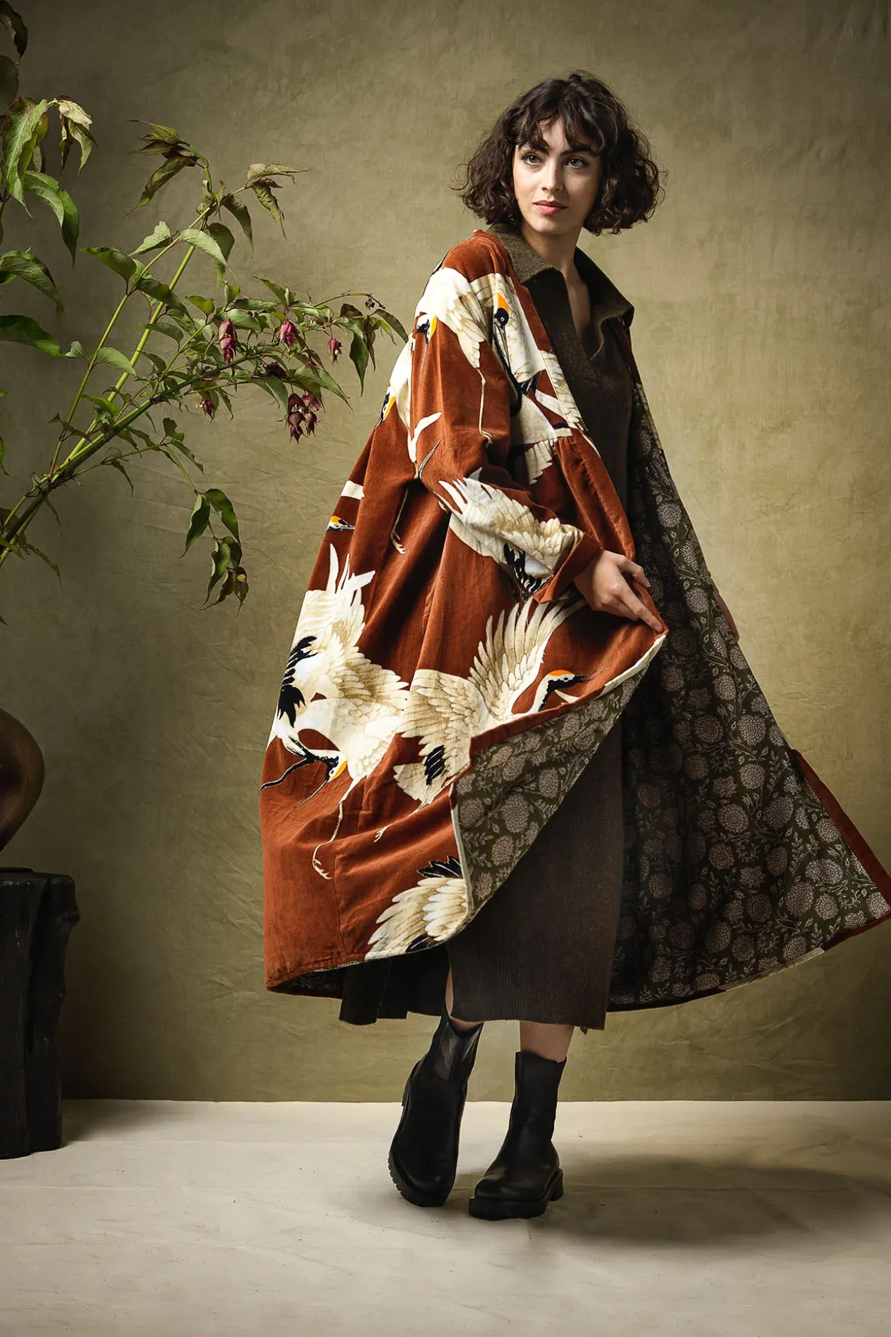 Stork Cigar Velvet Duster Coat