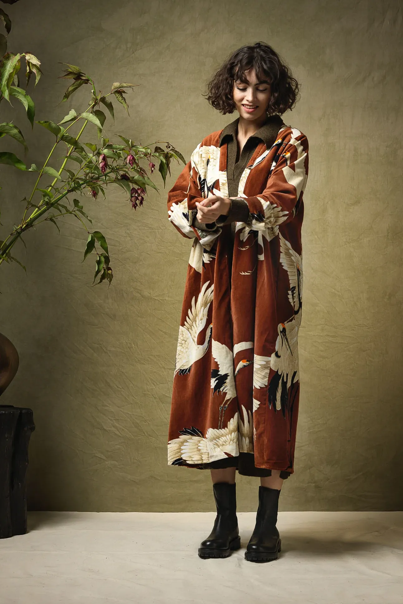 Stork Cigar Velvet Duster Coat