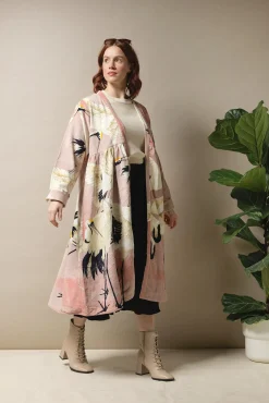 Stork Pink Velvet Duster Coat