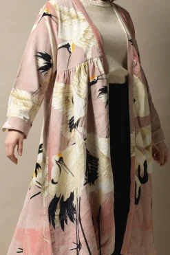 Stork Pink Velvet Duster Coat