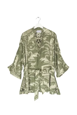 Vintage Damask Sage Wrap Jacket