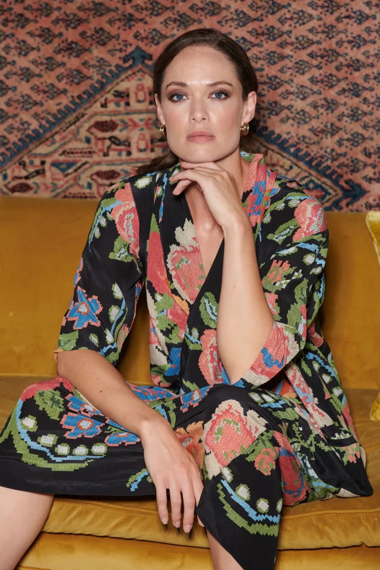 Woven Flower Black Rachel Dress