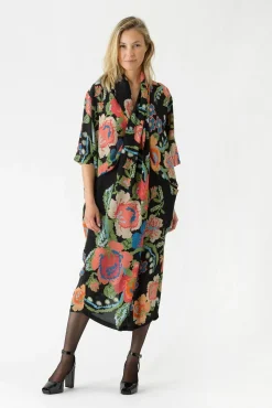 Woven Flower Black Rachel Dress